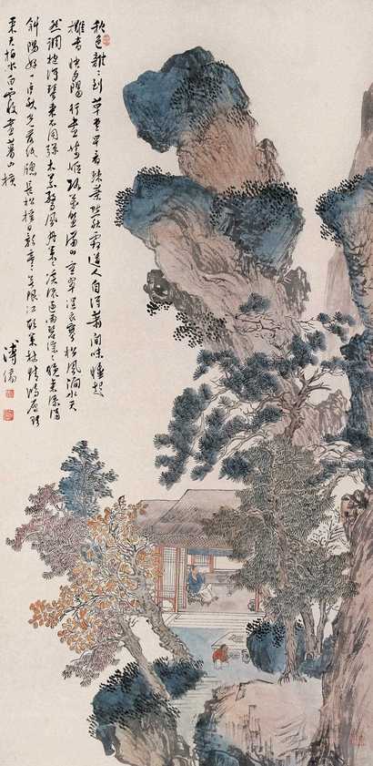 溥心畬 草堂秋色图 立轴
